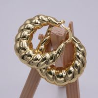 1 Set Lady Round Plating Copper 18k Gold Plated Earrings main image 4