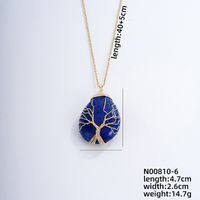 Ig Style Simple Style Water Droplets Stainless Steel Natural Stone Knitting Pendant Necklace sku image 5