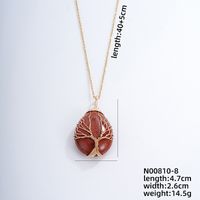 Ig Style Simple Style Water Droplets Stainless Steel Natural Stone Knitting Pendant Necklace sku image 7