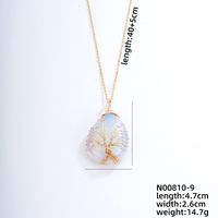 Ig Style Simple Style Water Droplets Stainless Steel Natural Stone Knitting Pendant Necklace sku image 8