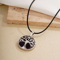 Ig Style Simple Style Round Tree Stainless Steel Natural Stone Leather Rope Inlay Natural Stone Pendant Necklace main image 5