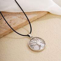 Ig Style Simple Style Round Tree Stainless Steel Natural Stone Leather Rope Inlay Natural Stone Pendant Necklace main image 8