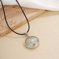 Ig Style Simple Style Round Tree Stainless Steel Natural Stone Leather Rope Inlay Natural Stone Pendant Necklace main image 9