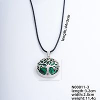 Ig Style Simple Style Round Tree Stainless Steel Natural Stone Leather Rope Inlay Natural Stone Pendant Necklace sku image 3