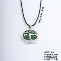 Ig Style Simple Style Round Tree Stainless Steel Natural Stone Leather Rope Inlay Natural Stone Pendant Necklace sku image 4