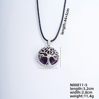 Ig Style Simple Style Round Tree Stainless Steel Natural Stone Leather Rope Inlay Natural Stone Pendant Necklace sku image 5
