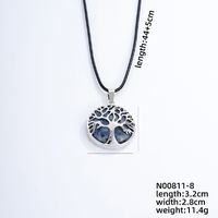 Ig Style Simple Style Round Tree Stainless Steel Natural Stone Leather Rope Inlay Natural Stone Pendant Necklace sku image 8