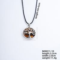 Ig Style Simple Style Round Tree Stainless Steel Natural Stone Leather Rope Inlay Natural Stone Pendant Necklace sku image 10