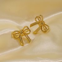 1 Pair Elegant Cute Modern Style Bow Knot Plating Copper Gold Plated Ear Studs main image 2
