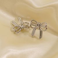 1 Pair Elegant Cute Modern Style Bow Knot Plating Copper Gold Plated Ear Studs main image 3