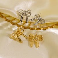 1 Pair Elegant Cute Modern Style Bow Knot Plating Copper Gold Plated Ear Studs main image 4