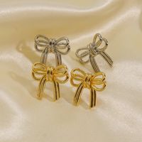 1 Pair Elegant Cute Modern Style Bow Knot Plating Copper Gold Plated Ear Studs main image 1