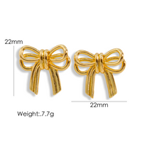 1 Pair Elegant Cute Modern Style Bow Knot Plating Copper Gold Plated Ear Studs sku image 1