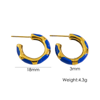 1 Pair Simple Style Round Enamel Plating 304 Stainless Steel 14K Gold Plated Earrings sku image 4