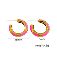 1 Pair Simple Style Round Enamel Plating 304 Stainless Steel 14K Gold Plated Earrings sku image 5