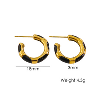 1 Pair Simple Style Round Enamel Plating 304 Stainless Steel 14K Gold Plated Earrings sku image 8