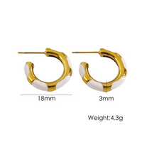 1 Pair Simple Style Round Enamel Plating 304 Stainless Steel 14K Gold Plated Earrings sku image 9