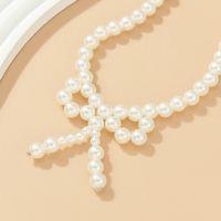 Modern Style Sweet Shiny Bow Knot Beaded Imitation Pearl Beaded Knitting Women's Necklace main image 7