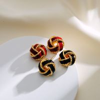1 Pair Simple Style Round Enamel Plating Copper 18k Gold Plated Ear Studs main image 3