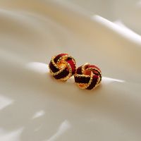 1 Pair Simple Style Round Enamel Plating Copper 18k Gold Plated Ear Studs main image 5