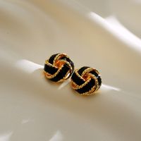 1 Pair Simple Style Round Enamel Plating Copper 18k Gold Plated Ear Studs main image 6