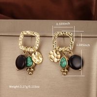 1 Pair Retro Exaggerated XUPING Geometric Beaded Plating Inlay 304 Stainless Steel Artificial Gemstones 18K Gold Plated Drop Earrings main image 5