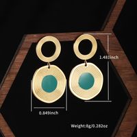 1 Pair Retro Exaggerated XUPING Geometric Beaded Plating Inlay 304 Stainless Steel Artificial Gemstones 18K Gold Plated Drop Earrings main image 4