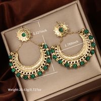 1 Pair Retro Exaggerated XUPING Geometric Beaded Plating Inlay 304 Stainless Steel Artificial Gemstones 18K Gold Plated Drop Earrings main image 6