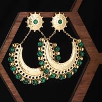 1 Pair Retro Exaggerated XUPING Geometric Beaded Plating Inlay 304 Stainless Steel Artificial Gemstones 18K Gold Plated Drop Earrings main image 7