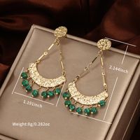 1 Pair Retro Exaggerated XUPING Geometric Beaded Plating Inlay 304 Stainless Steel Artificial Gemstones 18K Gold Plated Drop Earrings main image 3