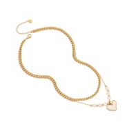 Wholesale Commute Heart Shape 304 Stainless Steel Copper Plating 18K Gold Plated Turquoise Zircon Pendant Necklace sku image 1