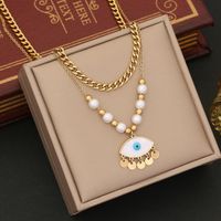 Wholesale Commute Heart Shape 304 Stainless Steel Copper Plating 18K Gold Plated Turquoise Zircon Pendant Necklace main image 9