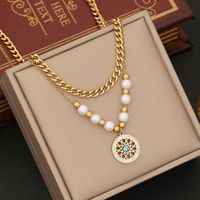 Wholesale Commute Heart Shape 304 Stainless Steel Copper Plating 18K Gold Plated Turquoise Zircon Pendant Necklace main image 10