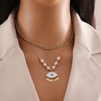 Wholesale Commute Heart Shape 304 Stainless Steel Copper Plating 18K Gold Plated Turquoise Zircon Pendant Necklace main image 5