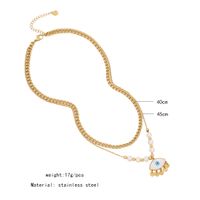 Wholesale Commute Heart Shape 304 Stainless Steel Copper Plating 18K Gold Plated Turquoise Zircon Pendant Necklace main image 4