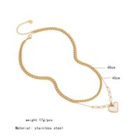 Wholesale Commute Heart Shape 304 Stainless Steel Copper Plating 18K Gold Plated Turquoise Zircon Pendant Necklace main image 2
