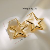 1 Pair Lady Pentagram Plating Copper 18k Gold Plated Ear Studs main image 2