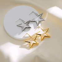 1 Pair Lady Pentagram Plating Copper 18k Gold Plated Ear Studs main image 3