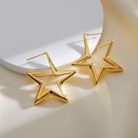 1 Pair Lady Pentagram Plating Copper 18k Gold Plated Ear Studs main image 4