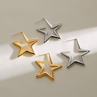 1 Pair Lady Pentagram Plating Copper 18k Gold Plated Ear Studs main image 1