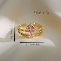Lady Round Copper Inlay Zircon Open Rings main image 9