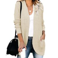 Femmes Manteau Chandail Manche Longue Pulls & Cardigans Élégant Couleur Unie main image 5