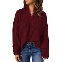 Women's Sweater Long Sleeve Sweaters & Cardigans Zipper Elegant British Style Solid Color main image 3