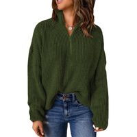 Women's Sweater Long Sleeve Sweaters & Cardigans Zipper Elegant British Style Solid Color main image 4