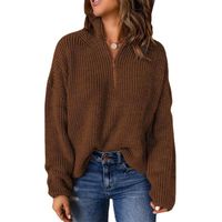 Women's Sweater Long Sleeve Sweaters & Cardigans Zipper Elegant British Style Solid Color main image 5