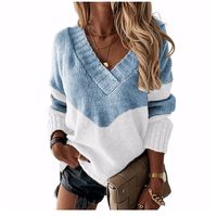 Women's Sweater Long Sleeve Sweaters & Cardigans Streetwear Color Block Stripe main image 3