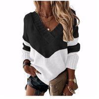 Women's Sweater Long Sleeve Sweaters & Cardigans Streetwear Color Block Stripe main image 4
