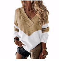 Women's Sweater Long Sleeve Sweaters & Cardigans Streetwear Color Block Stripe main image 5