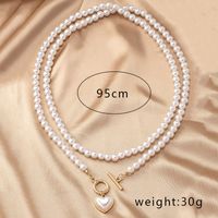 Elegant Classical Heart Shape Artificial Pearl Alloy Beaded Plating Women's Pendant Necklace sku image 1