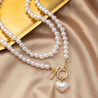 Élégant Classique Forme De Cœur Perle Artificielle Alliage Perlé Placage Femmes Pendentif main image 5